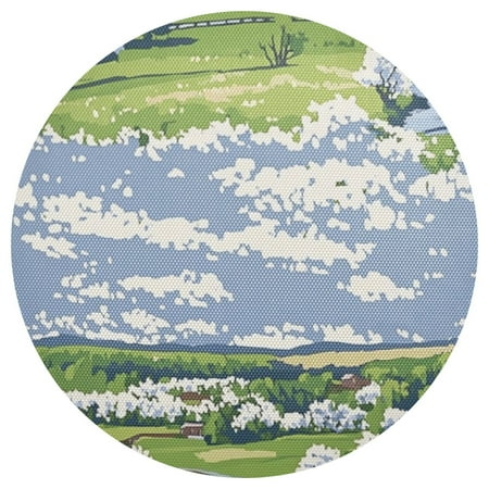 

Scenic Spring Landscape 15.4in Diameter PVC Plate Mat Heat-Resistant and Cuttable Kitchen Decor