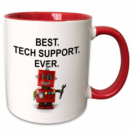 3dRose Best Tech Support Ever toy robot with wrench - Two Tone Red Mug, (Best New Tech Gadgets)