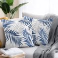thumbnail image 2 of Throw Pillow Covers 20x20 Inch Set of 2, Navy Palm Leaves Waterproof Outdoor Pillow Covers, Summer Tropical Botanical Leaf Gray Decorative Cushion Pillowcases for Couch, Sofa, Bed, Garden, Patio, 2 of 9