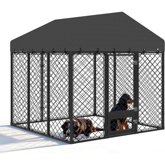JXXM Extra Large 6x6FT Outdoor Dog Kennel with Roof and Double Lock Gate