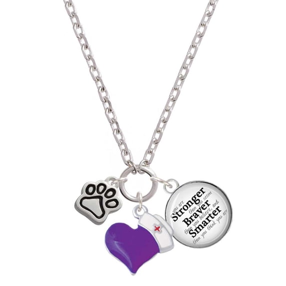 Delight Jewelry Silvertone Small Paw - Purple Heart Nurse Strong Zoe Necklace