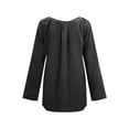 thumbnail image 2 of Blusa de mujer Camisa de color sólido de manga larga Costura de encaje Blusa suelta informal Ropa de otoño, Negro, M sidaley AP003723-07, 2 of 3