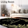 thumbnail image 2 of ODIKA 6'x9' Machine Washable Non-Slip Area Rug, Festive with Stylized Holly and Miniature Pine Needle Sprays High Traffic Rug with Pad, Black, 733385, 2 of 8