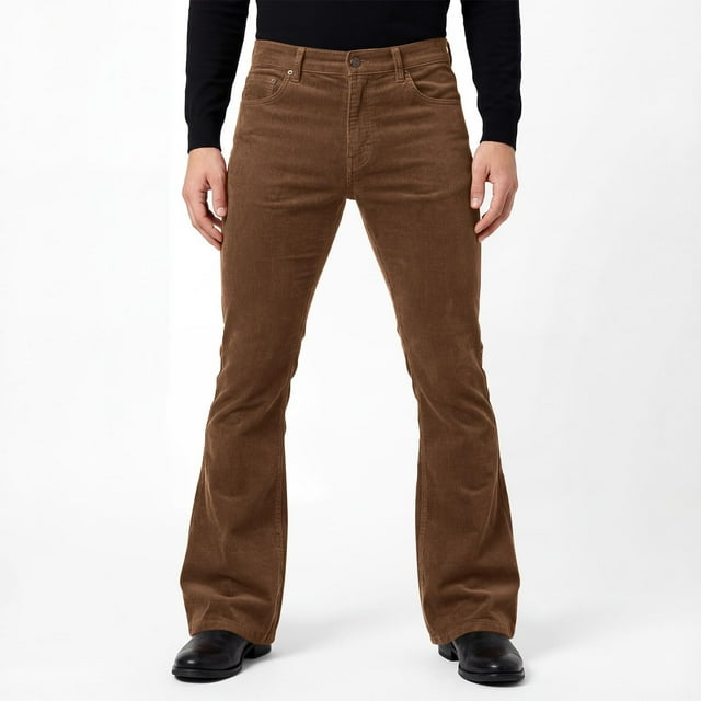 Ceisia Men's Trendy Solid Color Gift Fleece Button Wide Leg Flare Pants with Daily Pockets