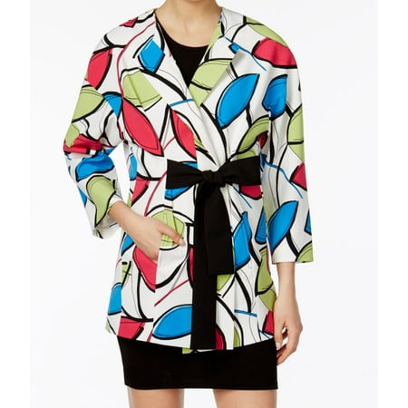 Nine West Women's Geometric-Print Belted Jacket (Best Foul Weather Jacket)