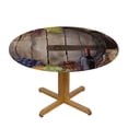 thumbnail image 3 of HAOXIT Round Tablecloth, Watercolor Bottles and Glasses of Grapes Tablecloth Protector for Dining Table, Buffet Parties and Campi 38-42, 3 of 8