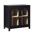 thumbnail image 5 of Sasha Modern Arched Glass Accent Cabinet with Brass Hardware, Black, 5 of 15