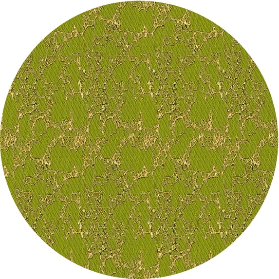 Ahgly Company Indoor Round Patterned Dark Yellow Green Area Rugs, 8' Round