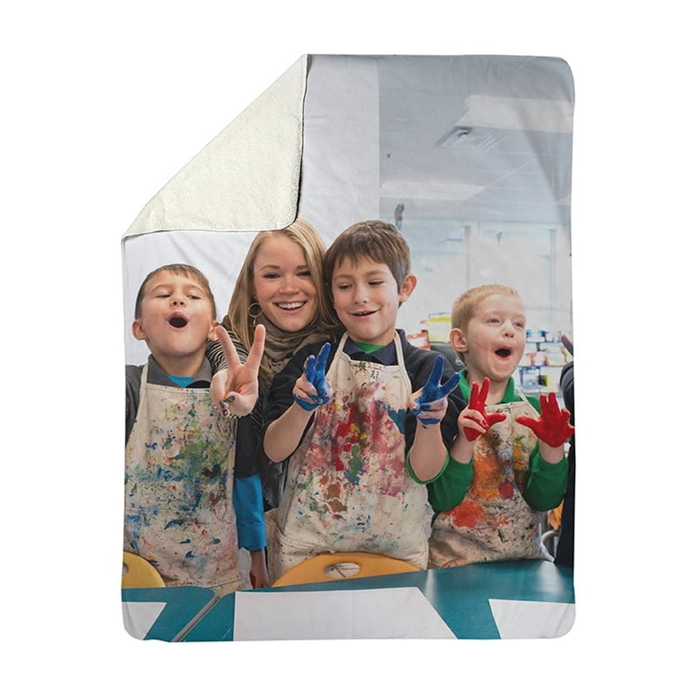 Customizable Sherpa Fleece, 30x40, 100% Polyester, Unisex, Child, Tween, Machine Washable, Weight 0.5 lb.