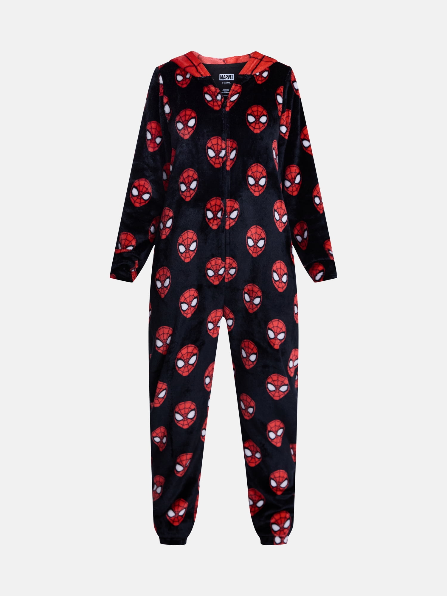Spider-Man Women's Minky Fleece Union Suit Pajamas with Pockets, Sizes XS-3X