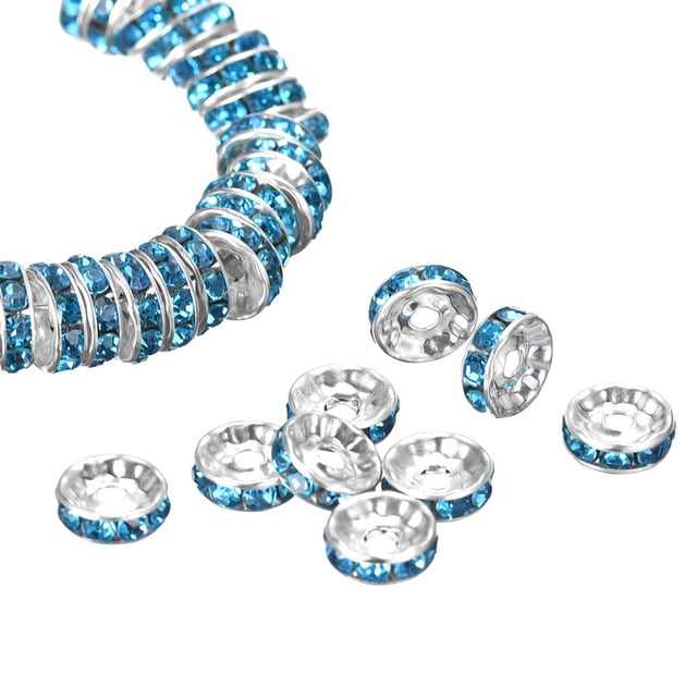 CHOK 200Pack 6mm Rondelle Entretoise Perles Argent Plaqué Strass Entretoise pour la Fabrication de Bijoux Fournitures Or Blanc