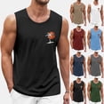 thumbnail image 2 of Men's Summer Hawaiian Printed Surf Beach Tank Top, Casual Loose Breathable Sleeveless Shirt, Gray, S, 2 of 6