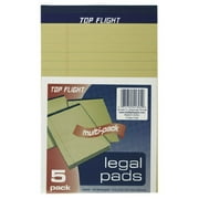 Top Flight Legal Pads, 5 x 8 Inches, 0.375 Inch Rule, Canary, 50 Sheets per Pad, 5 Pads per Pack (4513105)