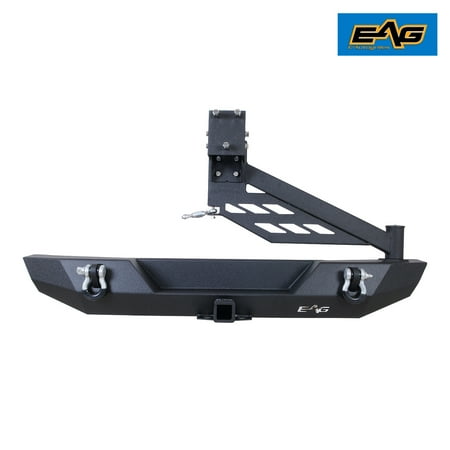 Bumper Tire Carrier - EAG Rear Bumper with Tire Carrier Linkage in Steel Black Textured - fits 07-18 Jeep Wrangler JK