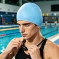 thumbnail image 4 of Adult Solid Color Silicone Swim Cap High Stretch Water Resistants No Pull Hair Swimming Cap For Men And Women For Pool Training And Leisure Water Activities, 4 of 6