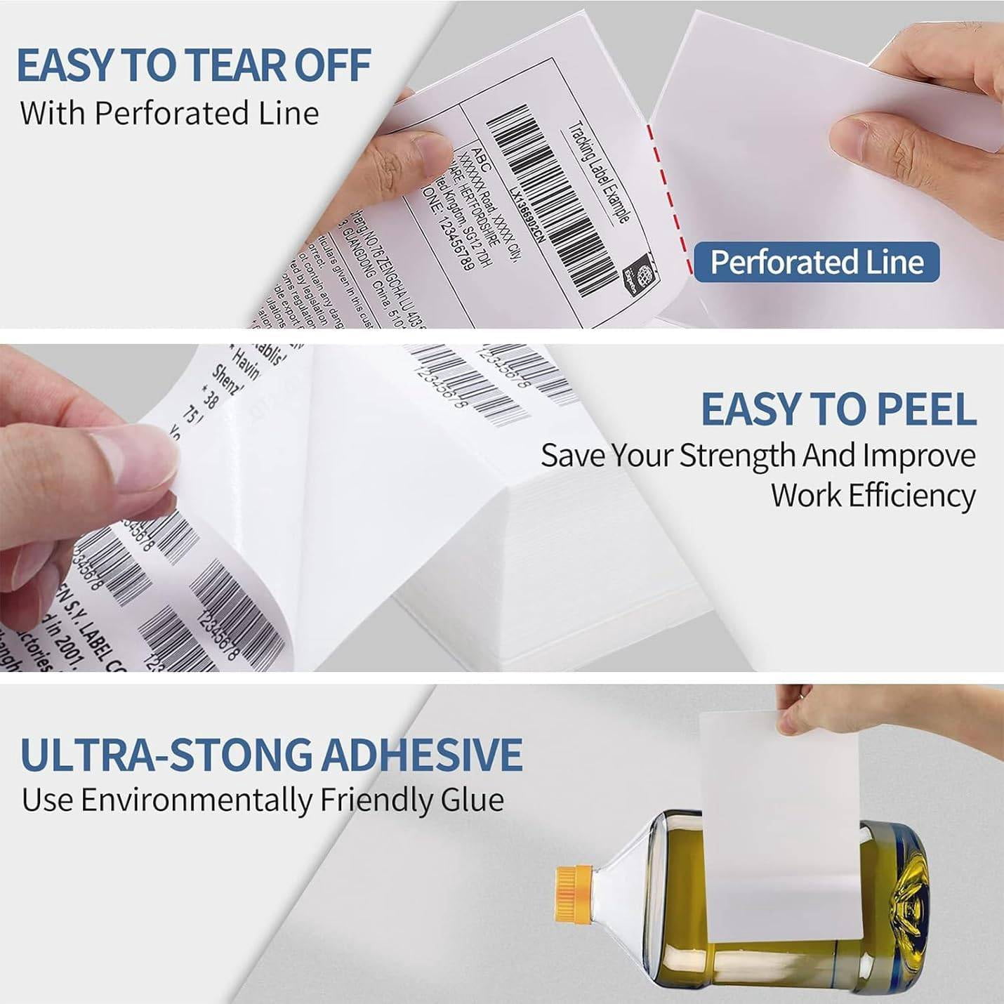 1000 Pack 4x6 Thermal Shipping Labels, Direct Print Adhesive Paper for Mailing & Packages