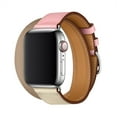 thumbnail image 1 of LEIXIUER Double Tour Strap for Apple Watch Bands 45mm 41mm 44mm 40mm 42mm 38mm Leather WatchBand Wristbands Bracelet iWatch Series 3 4 5 6 7 SE Band -Pink light, 1 of 8