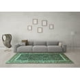 thumbnail image 3 of Ahgly Company Machine Washable Indoor Round Persian Turquoise Blue Traditional Area Rugs, 5' Round, 3 of 4
