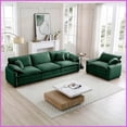 thumbnail image 6 of Mid-Century Modern 2-Piece Sofa Set – 3-Seater & Single Seat Green Corduroy with 6 Pillows for Living Room, 6 of 17