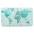 thumbnail image 2 of Teal World Map Bath Rugs, Geographical Travel Map Bathroom Accessories Shower Mat, Asia Europe South City Topography America Africa Japan Non Slip Bathtub Mat Bath Rugs, 19X31in, 2 of 3