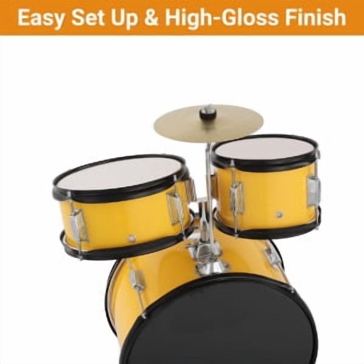 Huisuilinss 5-Piece Junior Drums Set,Beginners Drum Kit with Throne Stool, Pedal & Drumsticks, Kids Drums Musical Instruments W/Cymbal, Hi-Hat, Floor, Tom