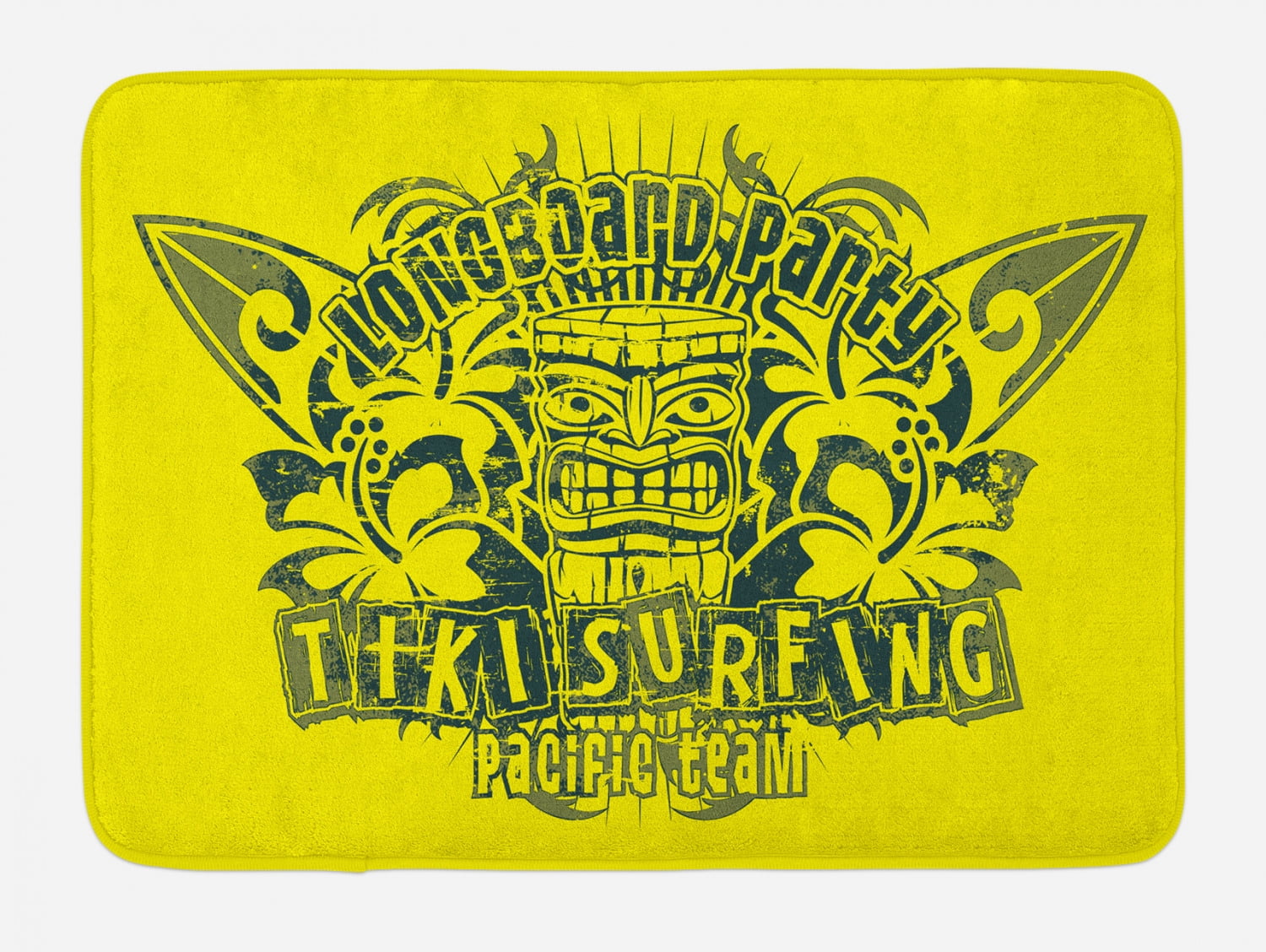 Tiki Hibiscus Pattern Print Floor Mat main image 1