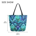 thumbnail image 5 of Open Top Canvas Tote Bag with Zipper Reusable Shopping Bag 13.5x15" Roomy Carryall Elegant Blue Abstract Shapes, 5 of 9