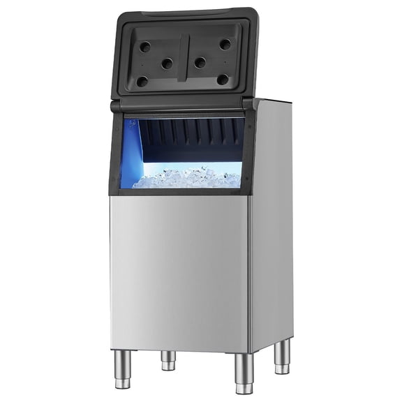 300lb Commercial Ice Storage Bin, Stainless Steel Ice Maker Machine Bin with Water Filter & Anti-Slip Feet