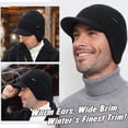thumbnail image 6 of WMCAPS Winter Beanie with Brim and Ear Flaps, Outdoor Warm Fleece Lined Knit Hat Stocking Caps for Men Women (Black), 6 of 12