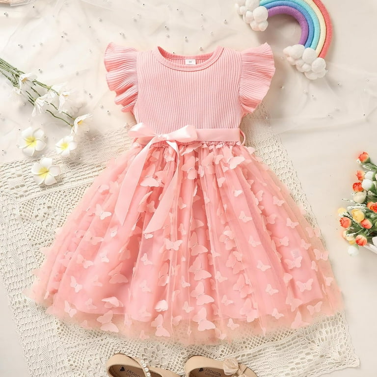 Toddler Girl Tulle Dress Summer Ruffle Sleeveless Baby Girl Fashion Casual  Dresses 1-6Y
