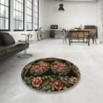 thumbnail image 3 of Ahgly Company Indoor Round Traditional Red Medallion Area Rugs, 4' Round, 3 of 6