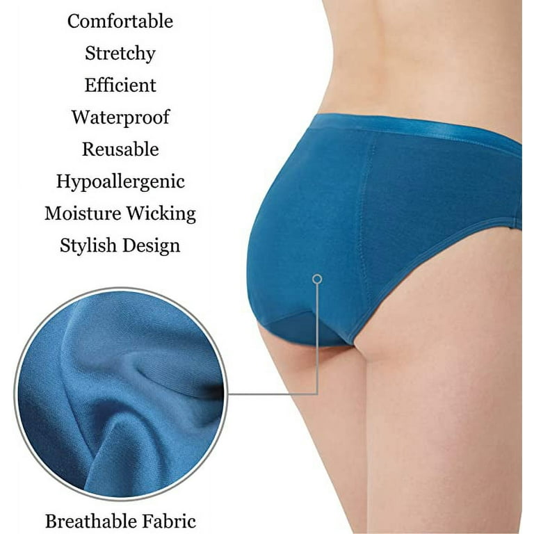 3 Pack EvaWear Teen's Women Period Panties Menstrual Heavy Flow Postpartum Incontinence  Underwear Leakproof - M 