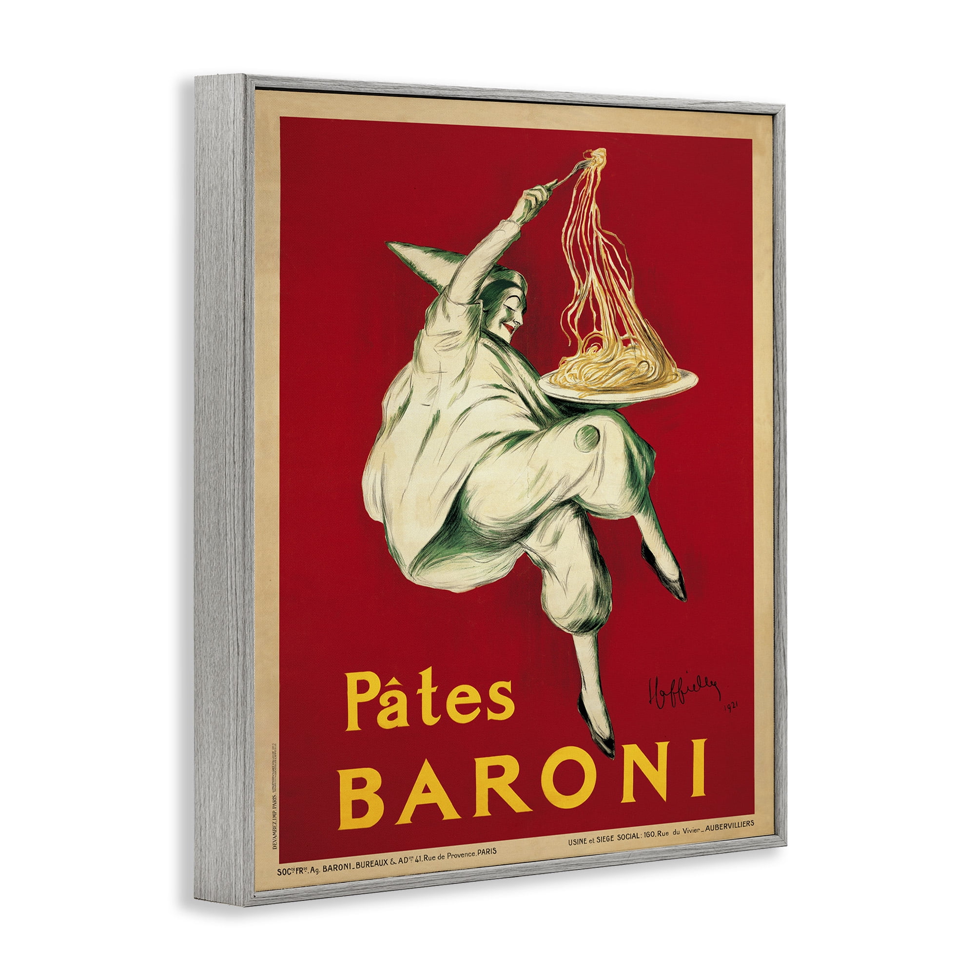 Stupell Industries Pates Baroni Vintage Food Poster Food & Beverage Painting Gray Framed Art Print Wall Art, 24 x 30