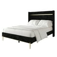 Castle Place Gold PU Strip Wingback Headboard Velvet Upholstered Bed