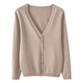 thumbnail image 5 of HJYCHN Women Autumn Cardigan Lightweight Knit Cardigan Sweater Outerwear Casual Loose Fit Thin Fall Season Wear Top Khaki S, 5 of 5