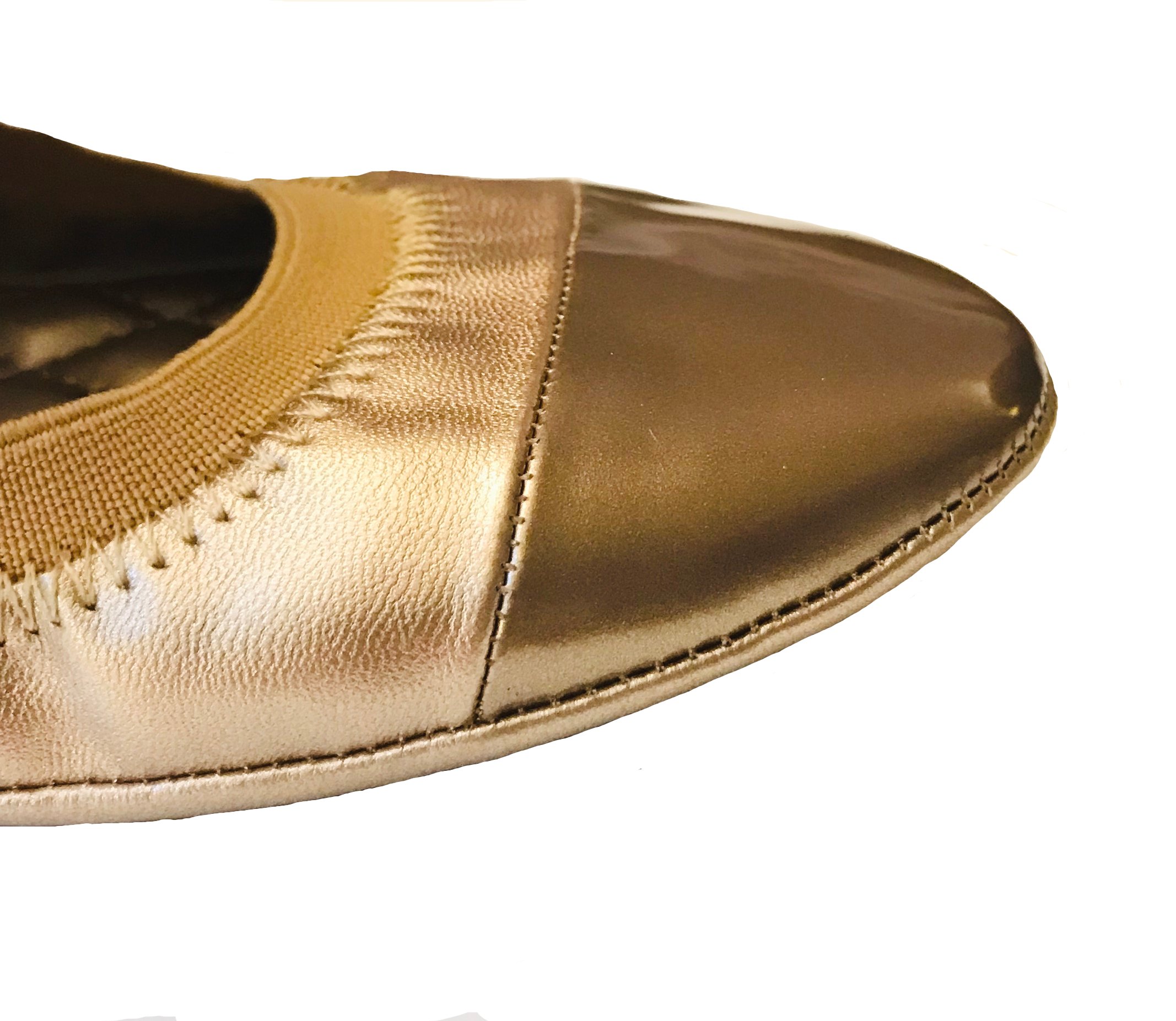 Comfort Two Tone Portable Folding Ballet Flats with carry pouch - Champagne 9 - image 3 of 4