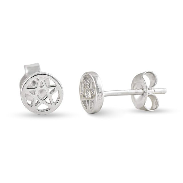 SilverCloseOut Aretes de pentagrama (pentáculo) de plata esterlina para mujer - 5 mm