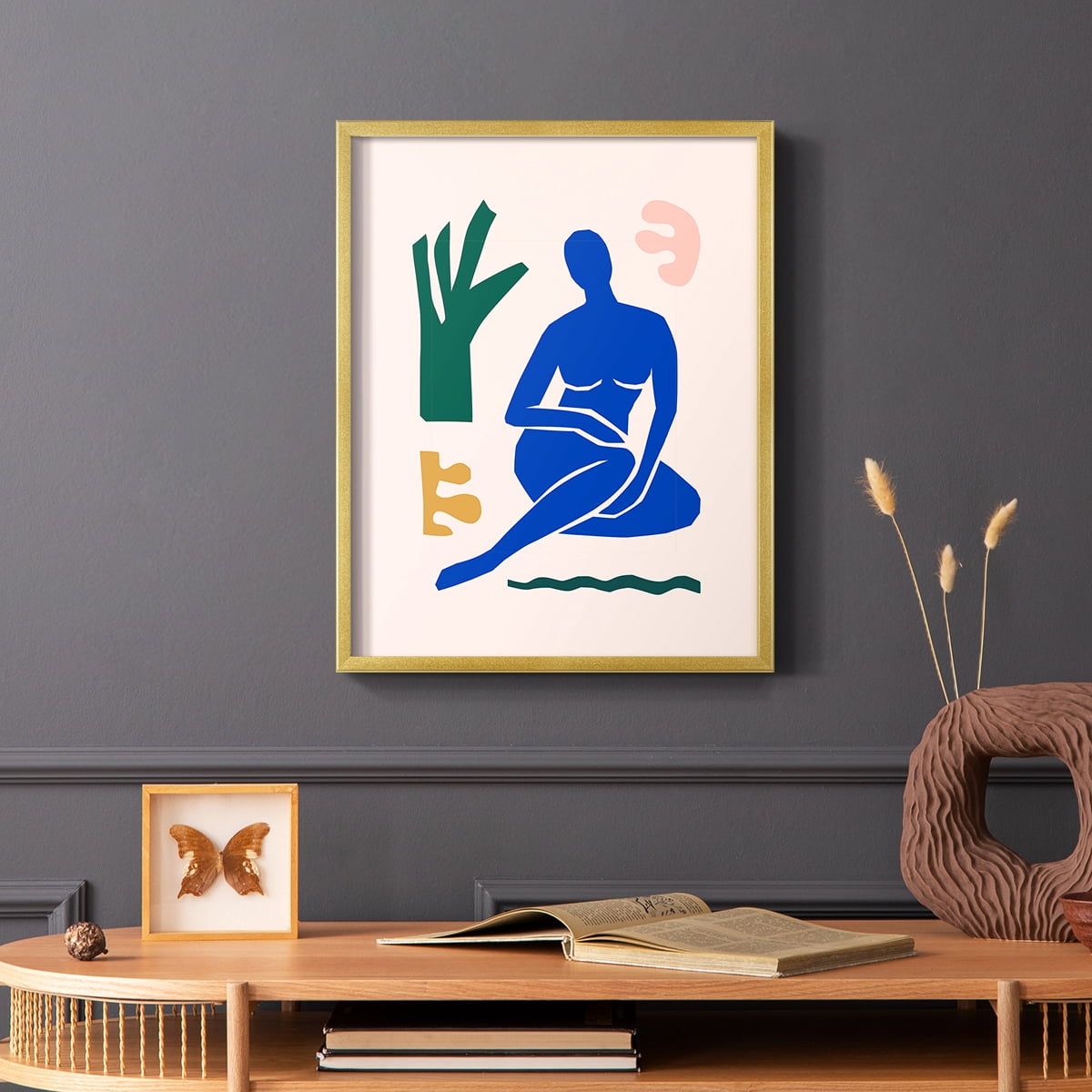 Matisse CDLXVII in Gold Solid Wood Framed Print No Nail Hanging