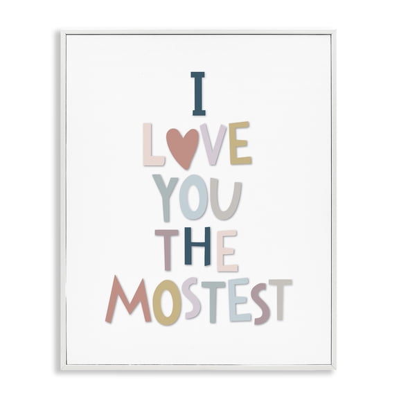 Stupell Industries Modern Love You The Mostest Playful Pastel Typography Phrase White Framed Giclee Art, 24 x 30, by Ilene Segal