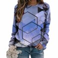 thumbnail image 4 of Camisas informales de manga larga para mujer, sudadera de cuello redondo con estampado de rombos geométricos, jersey de cuello redondo, Tops tipo túnica holgados Pompotops FGAJ951, 4 of 6
