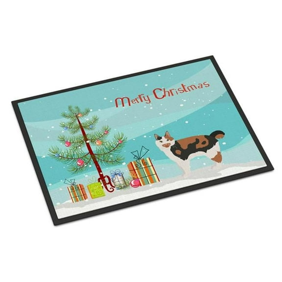 Carolines Treasures CK4600MAT 18 x 27 in. Cymric No.2 Cat Merry Christmas Indoor or Outdoor Mat