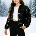 thumbnail image 2 of Juebong Girls Metallic Shiny Cropped Puffer Jacket Bubble Puffy Coat Y2k Zip Up Padded Short Jackets Winter Coats Outerwear Black,6-7Years, 2 of 7