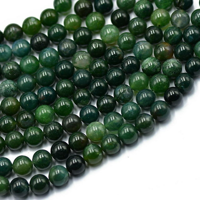 Granos sueltos del espaciador de la piedra preciosa de la ágata del musgo verde de la naturaleza de 8m m 15 '' Macarena Granos flojos