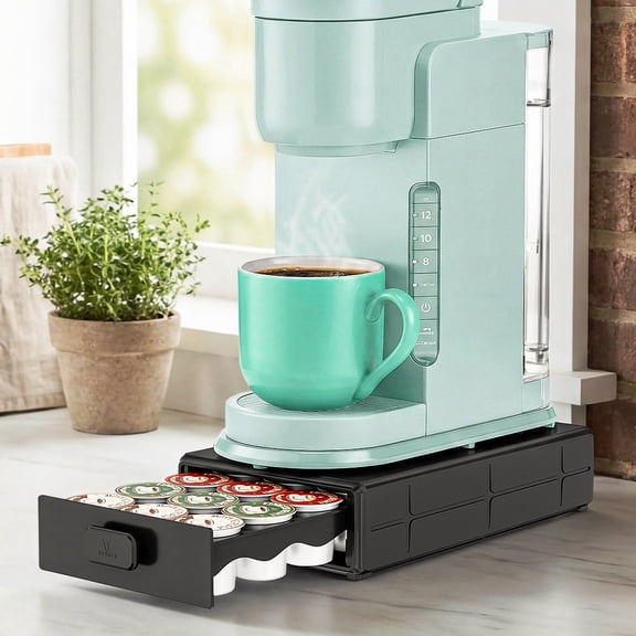 Everie Coffee Pod Organizer Drawer Compatible With K Cup Pods Holds 18 Pods Smooth Glide Fits Under Coffee Maker