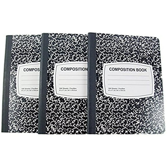 Jot Marble Composition Notebooks, 9.75in x 7.5in, Assorted Colors, 100 Sheets, 3 Pack