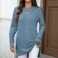thumbnail image 2 of Kaemgyyd Fall Tops for Women Soft Thermal Long Sleeve Sweatshirt Lightweight Solid Color Warm Side Slit Tunic Shirt, 2 of 7