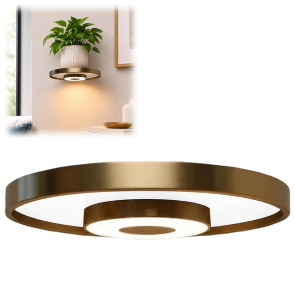 Bisitoy Floating Wall Shelf with Built-in Ambient LED Light,Easy to Install,Invisible Brackets, Space-Saving Home Decor