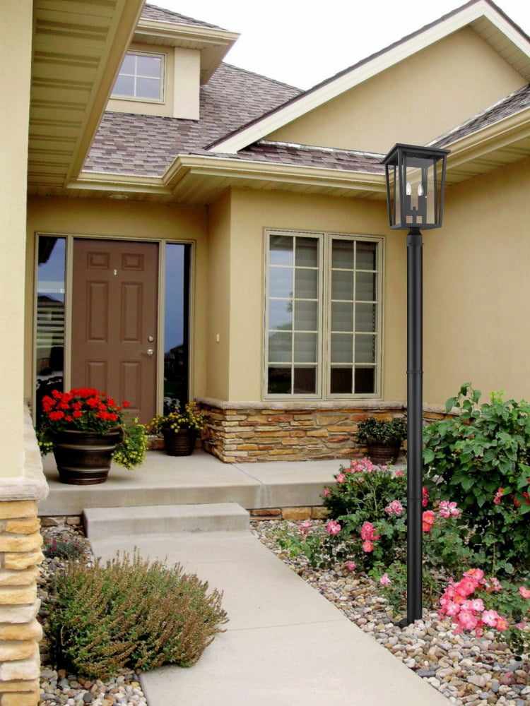 2 Light Outdoor Post Mount Lantern In Craftsman Style 11.25 Inches Wide By 93.25 Inches High Z-Lite 571Phbr-567P-Bk
