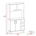 thumbnail image 3 of 95 Pantry Cabinet With Four Legs, Double Doors, Three Shelves - White For Kitchen Space Saving Solution Door Cabinet, In Hue, 3 of 5