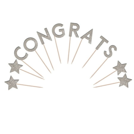 Congrats Cupcake Toppers Glitter Cardstock Set of 12 pcs
